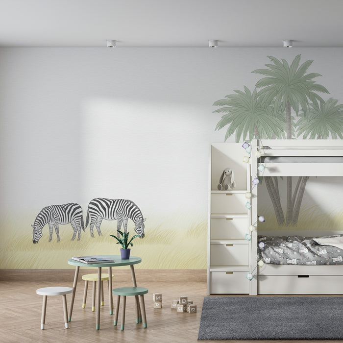 Kinderkamer behang | Zebra's in de savanne