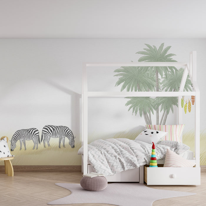 Kinderkamer behang | Zebra's in de savanne