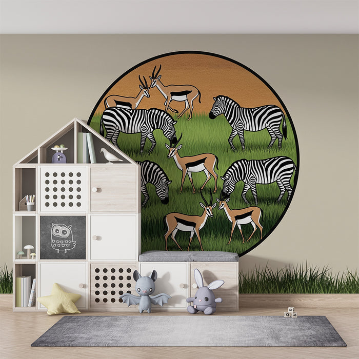 Barntapet | Zebror och antiloper i en vildmarksmiljö