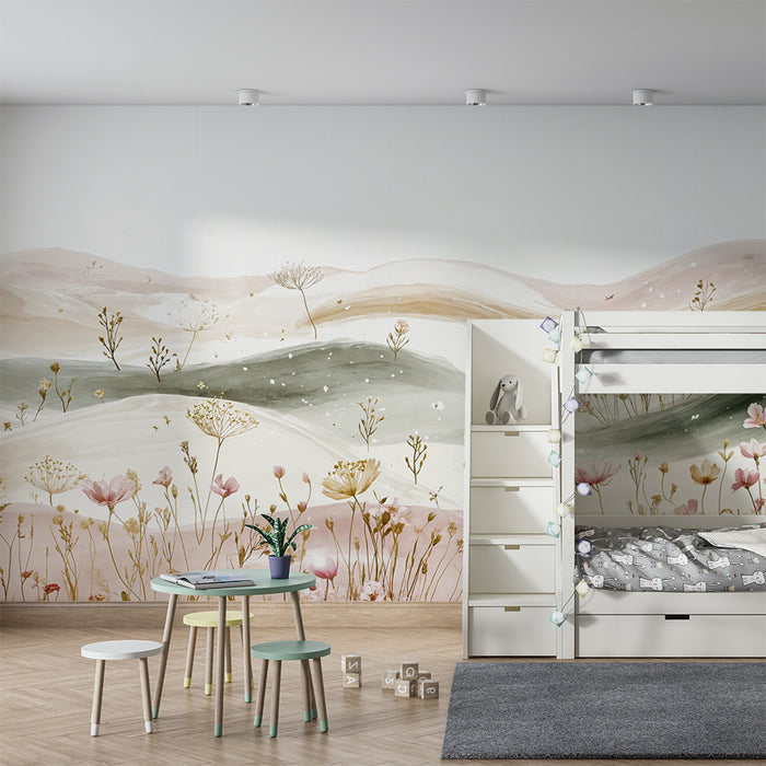 Tapet floral | Câmpuri de flori pastel