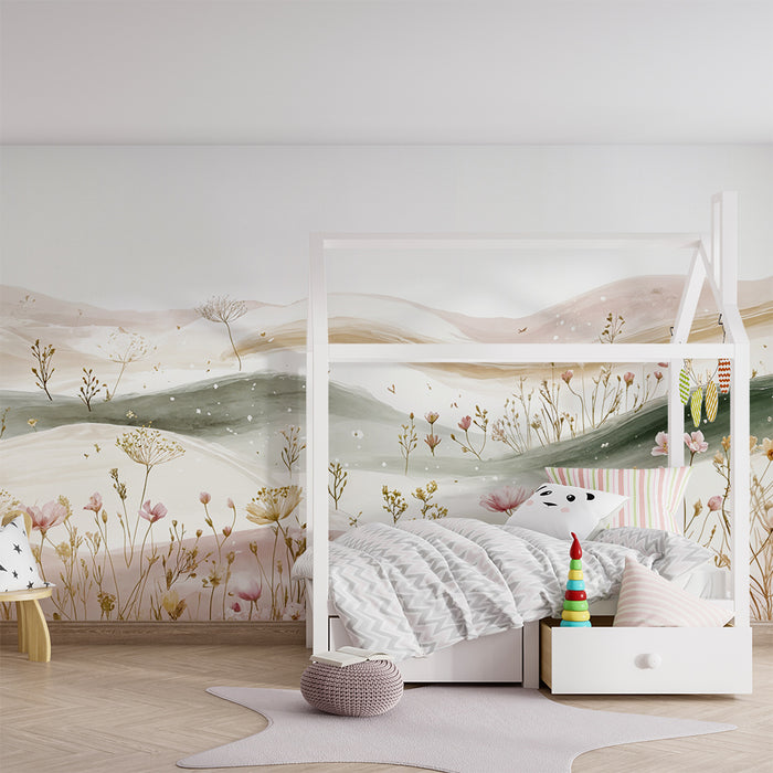 Tapet floral | Câmpuri de flori pastel