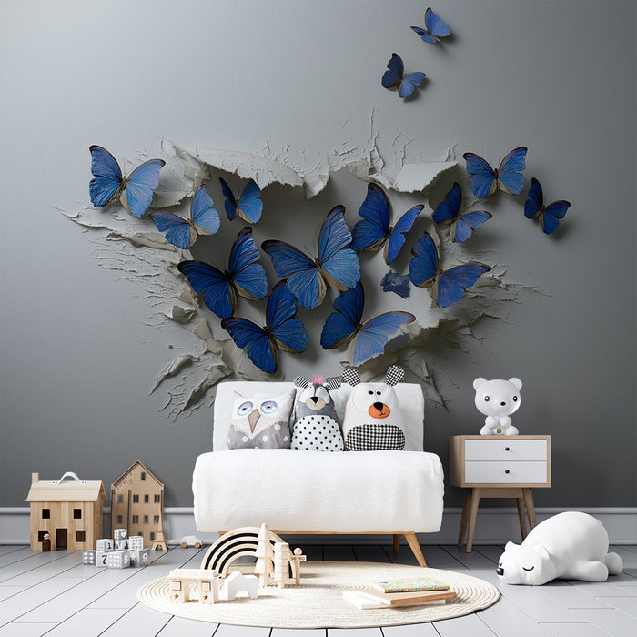 Papel de parede criança | Fuga de borboletas azuis