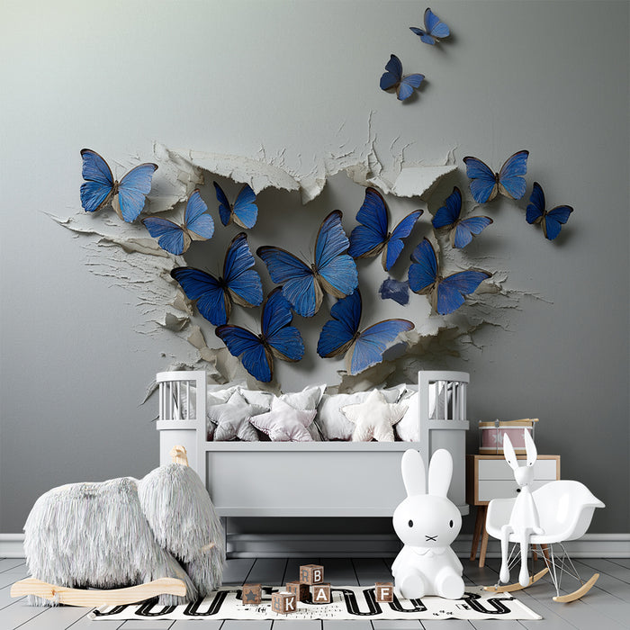 Papel de parede criança | Fuga de borboletas azuis