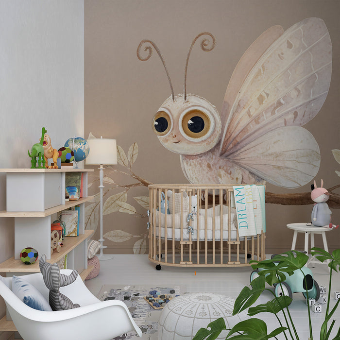 Babykamer behang | Dromende vlinder op tak