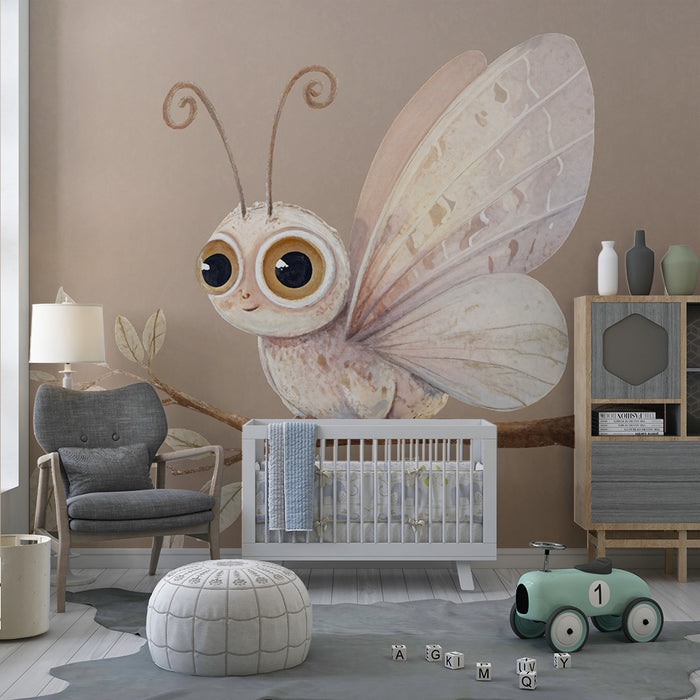 Babykamer behang | Dromende vlinder op tak
