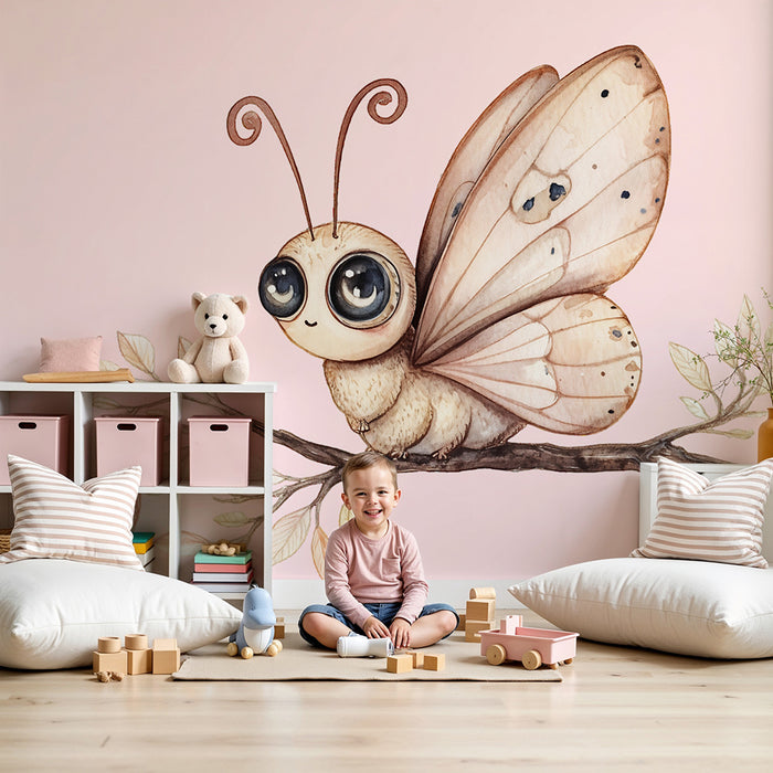 Nursery room wallpaper | Enchanted butterfly on branch