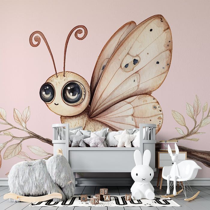 Nursery room wallpaper | Enchanted butterfly on branch