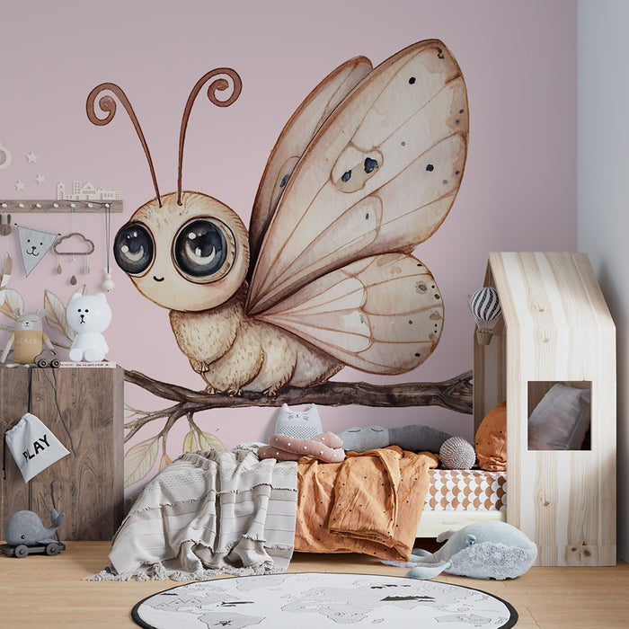 Nursery room wallpaper | Enchanted butterfly on branch