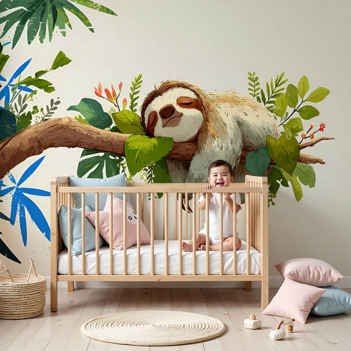 Tapet s lenivets | Lenivets, spiyashch na tropska vetka