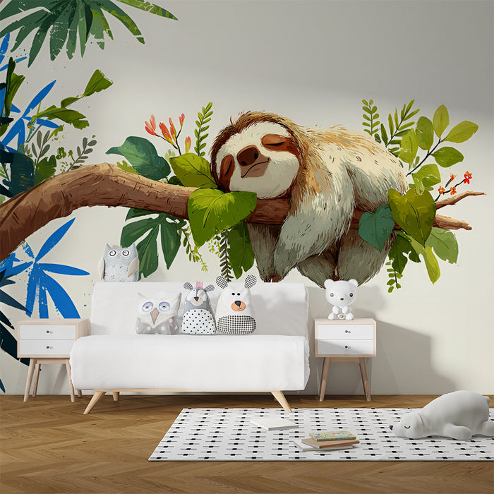 Tapet s lenivets | Lenivets, spiyashch na tropska vetka