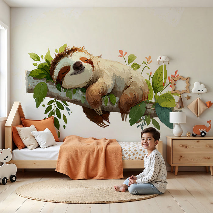 Tapeta leniwa | Urocze zwierzęta i żywy liść