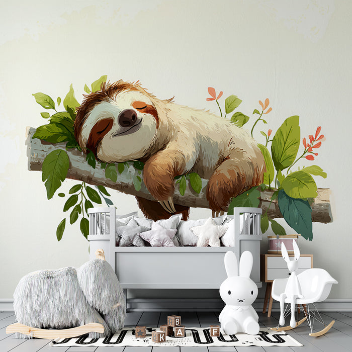 Tapeta leniwa | Urocze zwierzęta i żywy liść