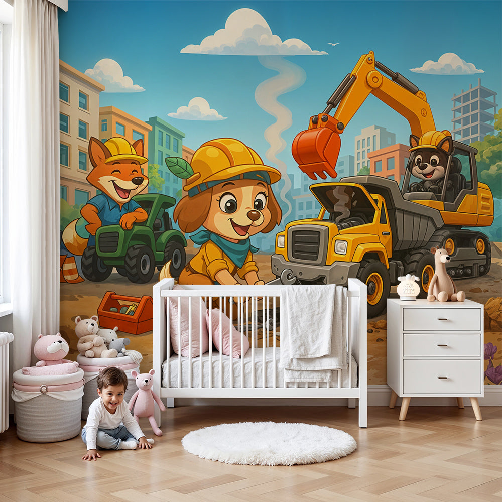 Construction site wallpaper | Construction adventures for kids — Kids Wall