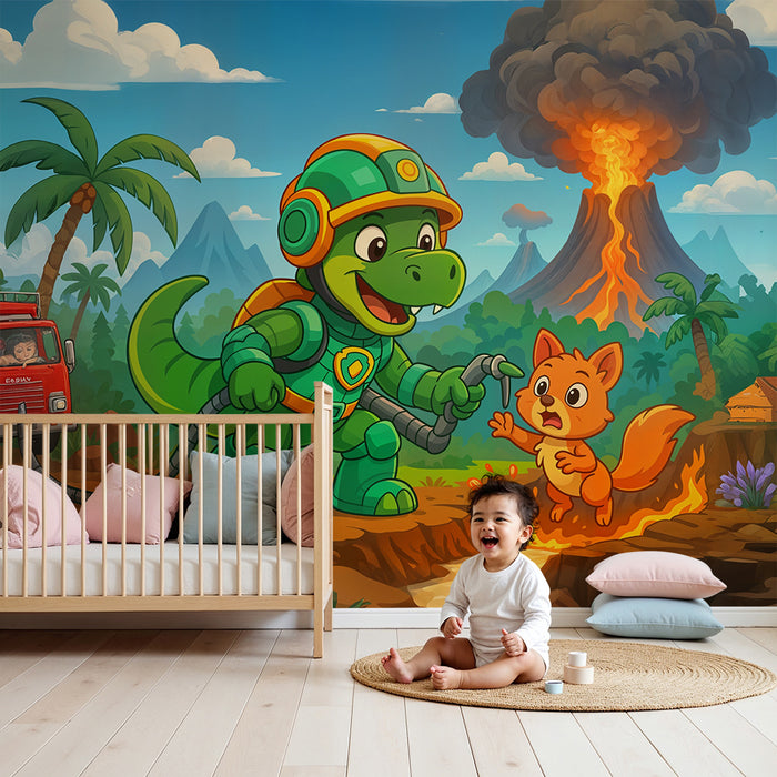 Dinosauří hasičský tapet | Sopečné dobrodružstvo pre deti