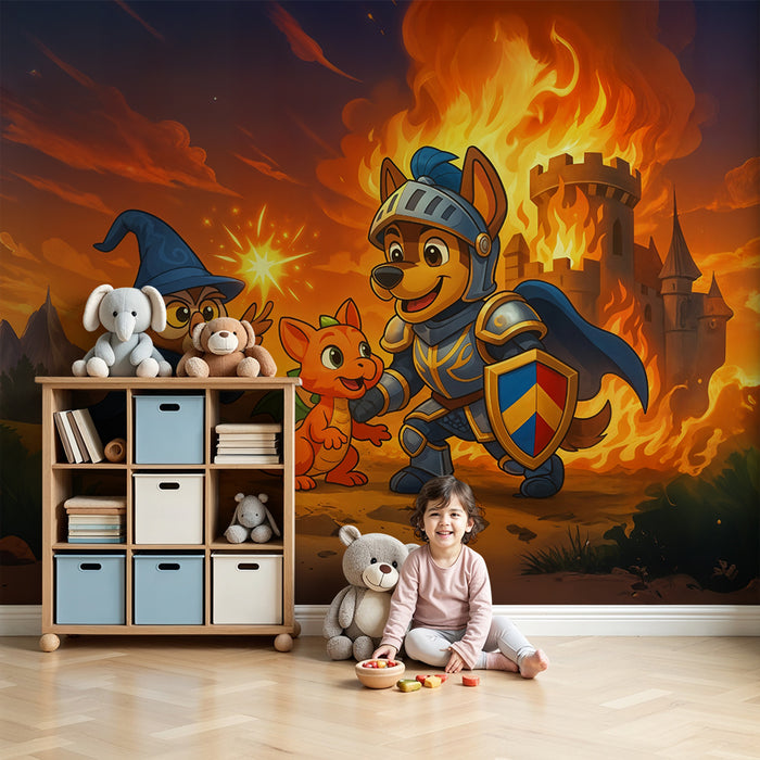 Papel de parede μαγική περιπέτεια | Σκύλος ιππότης και δράκος