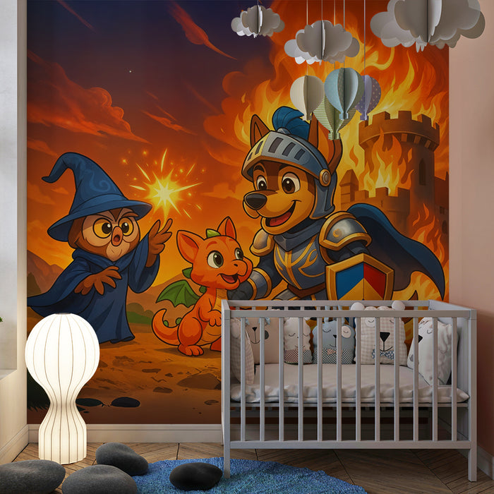 Papel de parede μαγική περιπέτεια | Σκύλος ιππότης και δράκος