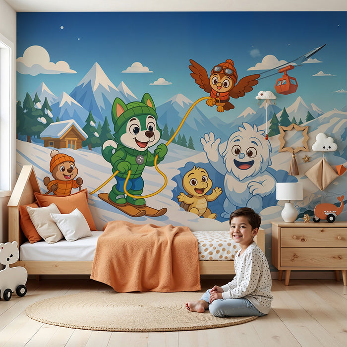 Avontuurlijk sneeuwbehang | Kinderen en grappige wezens