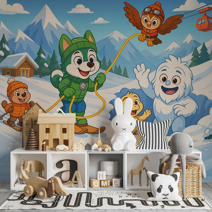 Avontuurlijk sneeuwbehang | Kinderen en grappige wezens