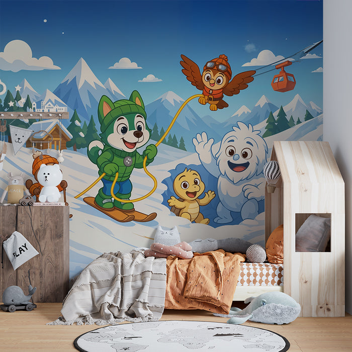 Avontuurlijk sneeuwbehang | Kinderen en grappige wezens