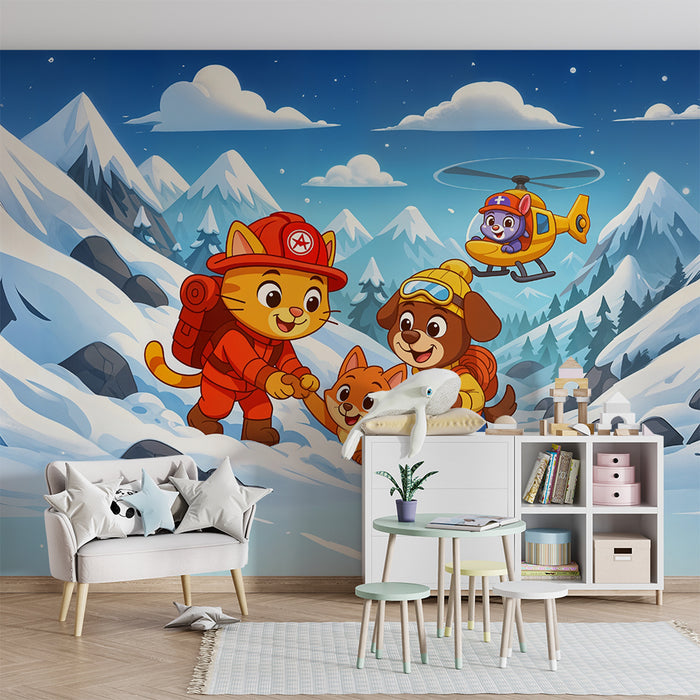 Papier peint montagne animée | Aventure hivernale pour enfants