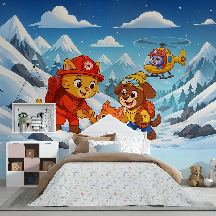 Papier peint montagne animée | Aventure hivernale pour enfants