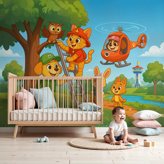 Tapeta Zvířata Dobrodružství | Barevná a Veselá Ilustrace