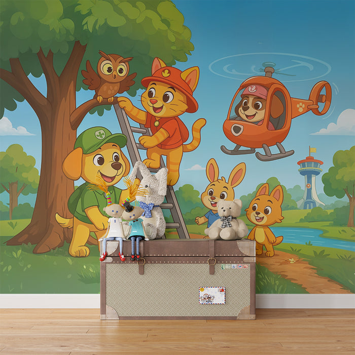 Tapeta Zvířata Dobrodružství | Barevná a Veselá Ilustrace