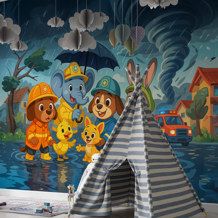 Papier peint animaux secouristes | Aventure par temps de tempête
