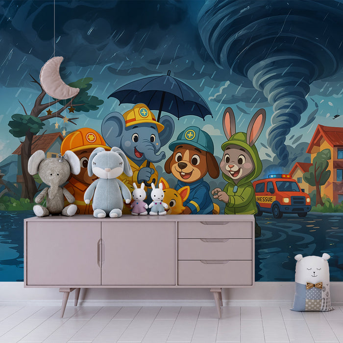 Papier peint animaux secouristes | Aventure par temps de tempête