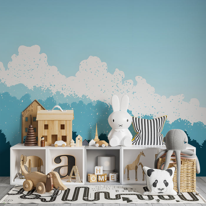 Papel de parede criança | Paisagem de floresta e céu azul