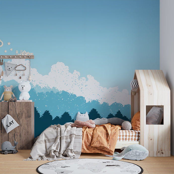 Papel de parede criança | Paisagem de floresta e céu azul