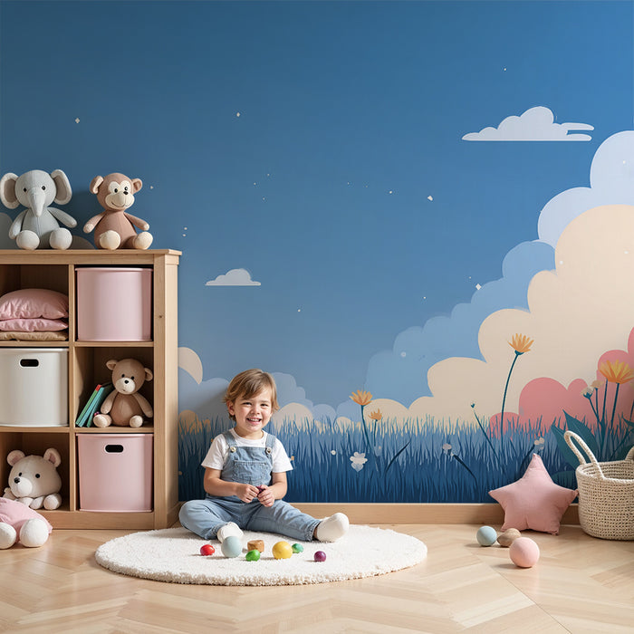 Lastenhuoneen tapetti | Unelmoinen pilvimaisema