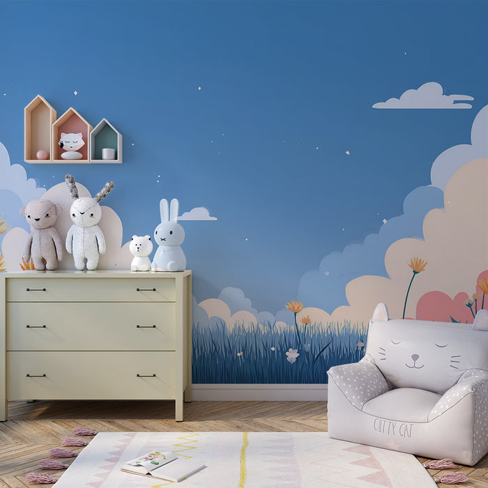 Lastenhuoneen tapetti | Unelmoinen pilvimaisema