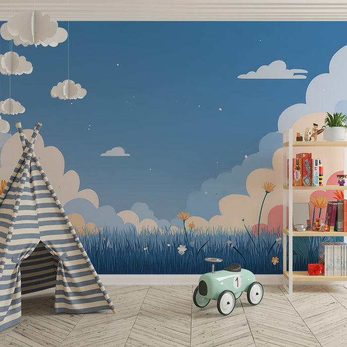 Lastenhuoneen tapetti | Unelmoinen pilvimaisema