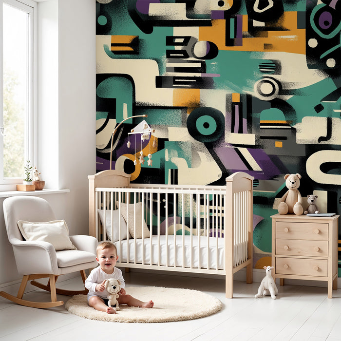 Carta da parati bambini | Forme geometriche retrò