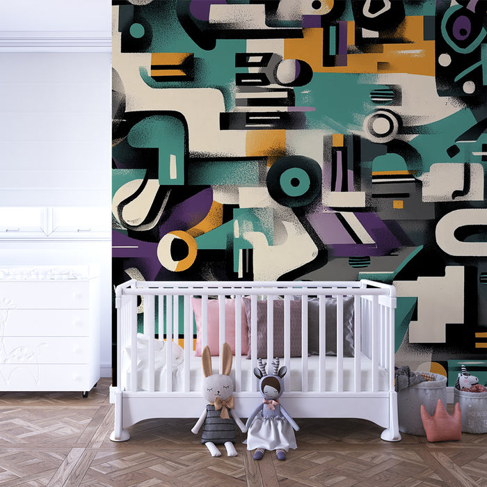 Carta da parati bambini | Forme geometriche retrò