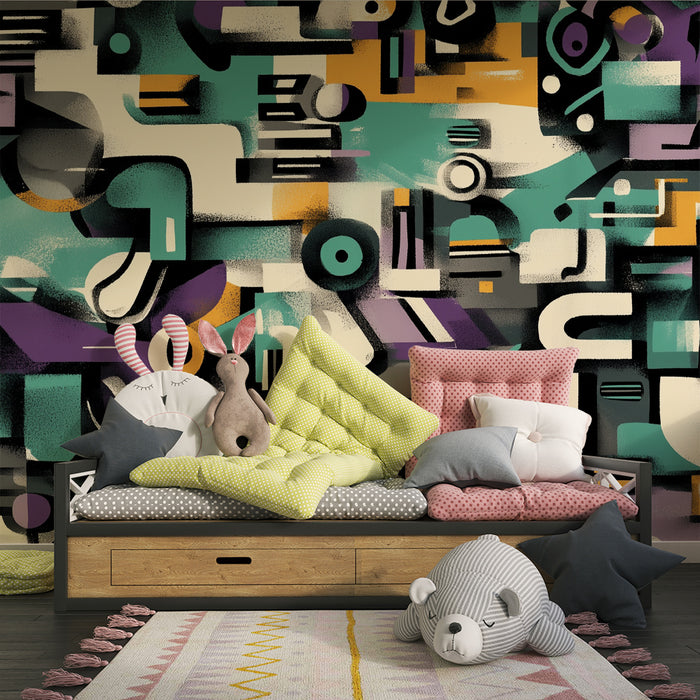 Carta da parati bambini | Forme geometriche retrò