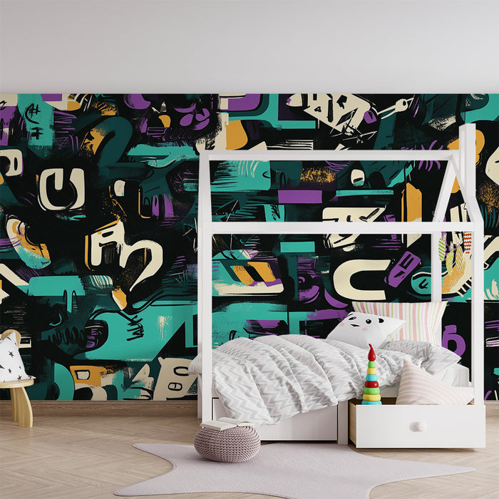 Gyermekszoba tapéta | Többszínű absztrakt grafikák
