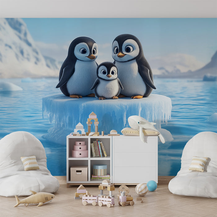 Papier peint chambre bébé | Famille de manchots polaires