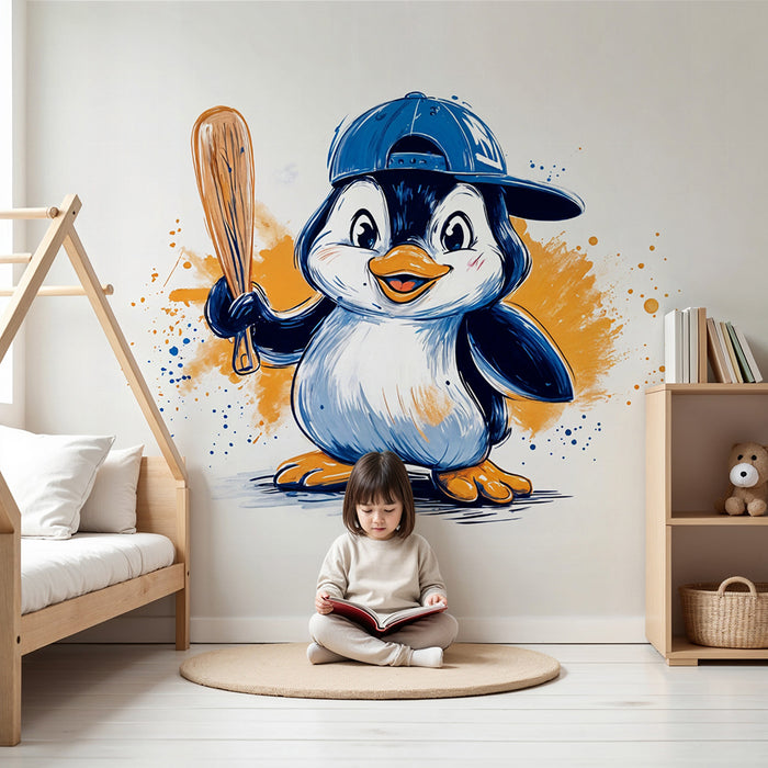 Tapet de pinguin baseball | Ilustrație ludică