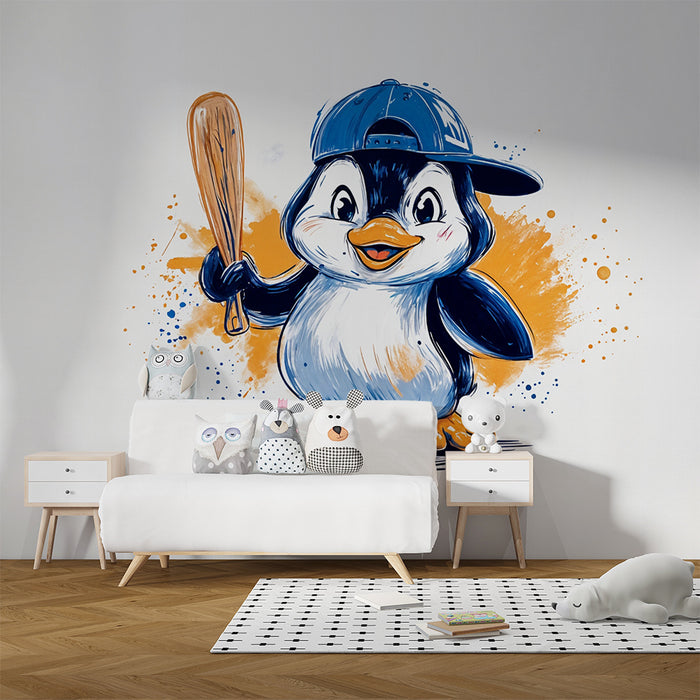 Tapet de pinguin baseball | Ilustrație ludică