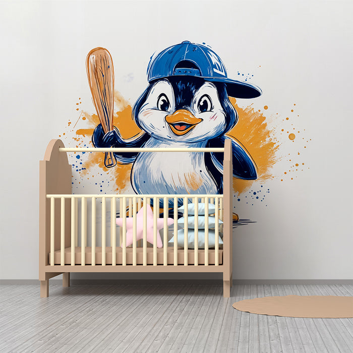 Tapet de pinguin baseball | Ilustrație ludică