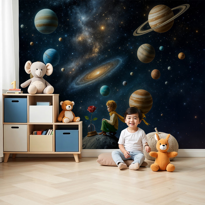 Lastenhuoneen tapetti | Avaruusseikkailu ja pieni prinssi