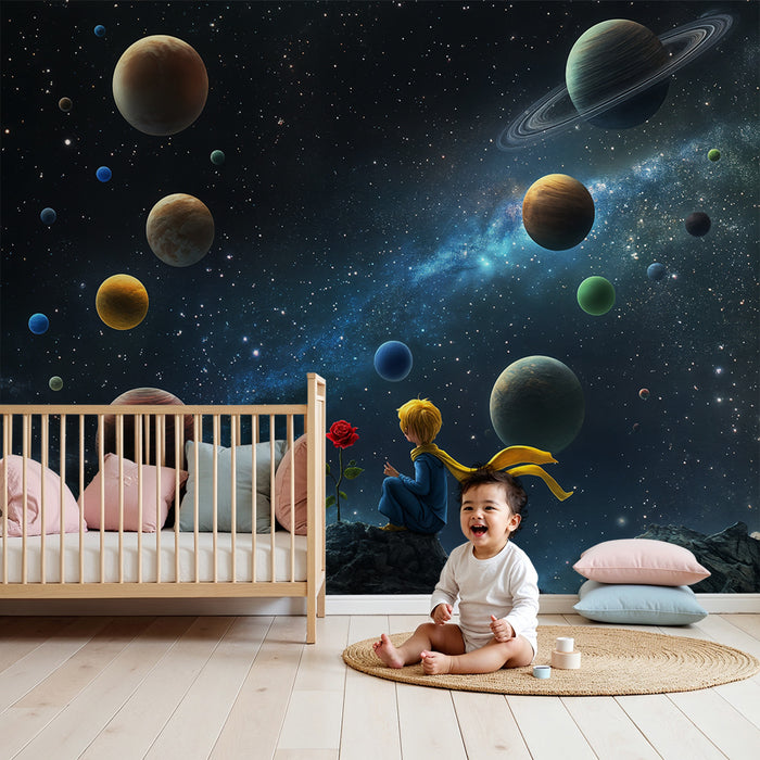 Lastenhuoneen tapetti | Kosminen tutkimus ja mystinen vaaleanpunainen