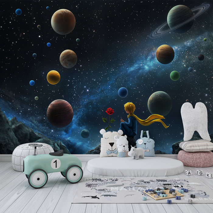 Lastenhuoneen tapetti | Kosminen tutkimus ja mystinen vaaleanpunainen