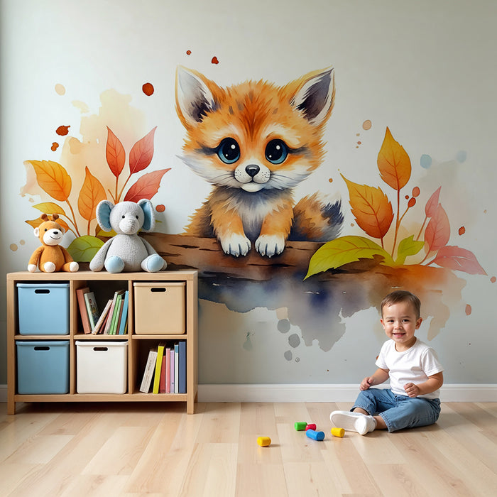 Tapeta liška roztomilá | Rozkošná akvarelová ilustrace