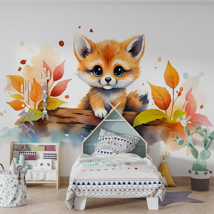 Tapeta liška roztomilá | Rozkošná akvarelová ilustrace