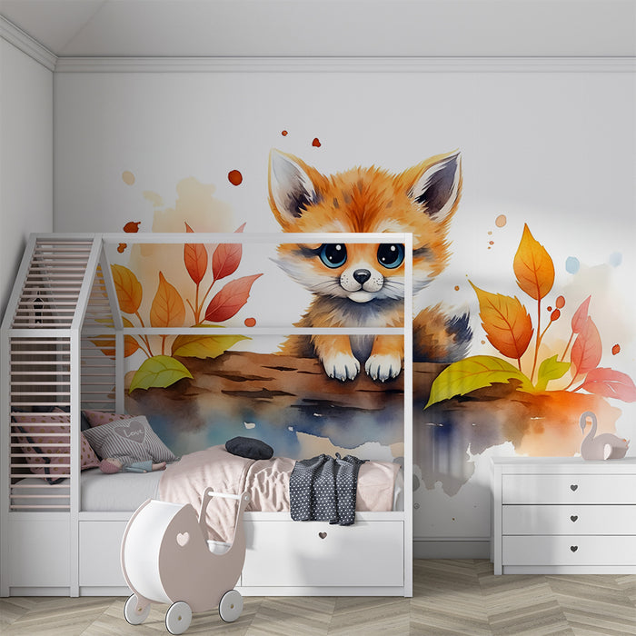 Tapeta liška roztomilá | Rozkošná akvarelová ilustrace