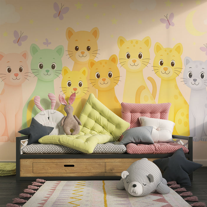 Papier peint chatons | Motifs colorés et adorables