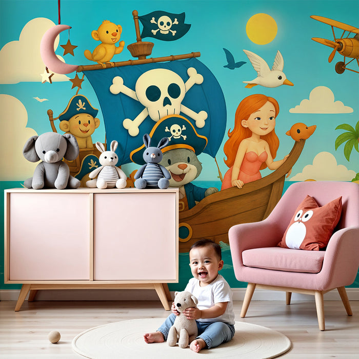Kids room pirate wallpaper | Adventure at sea